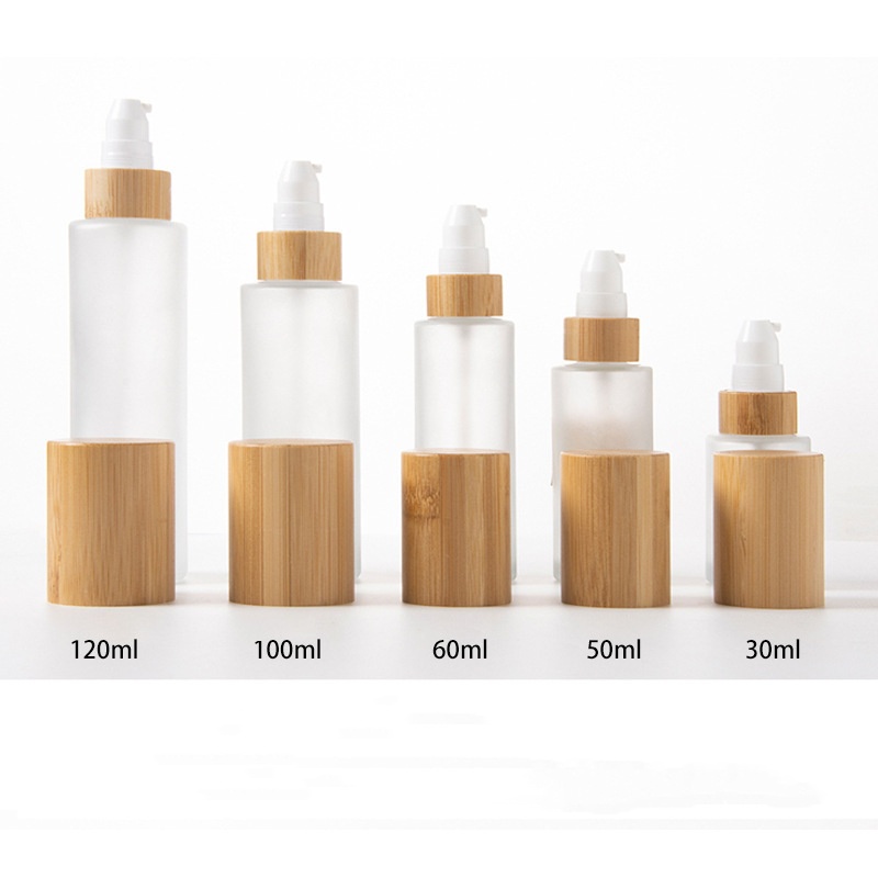 Bambu Ahşap Kapaklı Buzlu Kozmetik Losyon Pompası İnce Sis ve Losyon Cam Sprey Şişesi Bambu Ahşap Kapaklı Buzlu Kozmetik Losyon Pompası İnce Sis ve Losyon Cam Sprey Şişesi