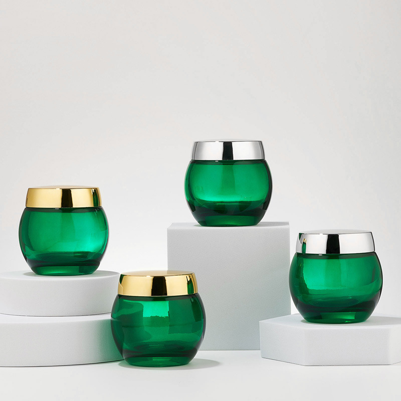 Yeşil Şeffaf Cam Kozmetik Kavanoz Boş Vücut Losyonu Kavanozu Yeşil Şeffaf Cam Kozmetik Kavanoz Boş Vücut Losyonu Kavanozu