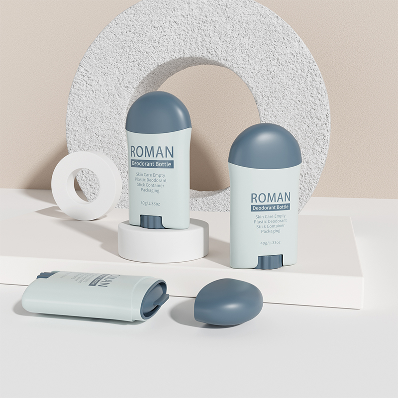 Plastik PP Kozmetik Serigrafi Twist Up Beyaz 40g Çubuk Konteyner Tüp Mat Deodorant Şişe Üzerinde Rulo