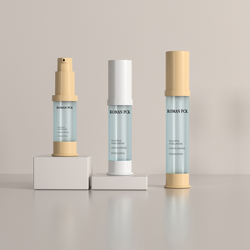 15ml 30ml 1oz Buzlu Havasız Pompa Şişe Mavi İnce Şekil Silindir Uzun Kozmetik Krem Jel Yüz Serumu Losyon Allık Jel