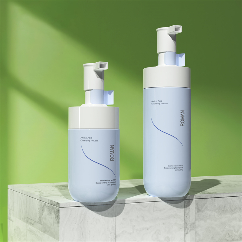 Özel Etiket Yüz Beyazlatma Köpürtücü Nazik Temizleyici Köpük Kabarcık Temizleyici Mavi PET Köpük Pompa Şişesi 150ml 200ml 300ml