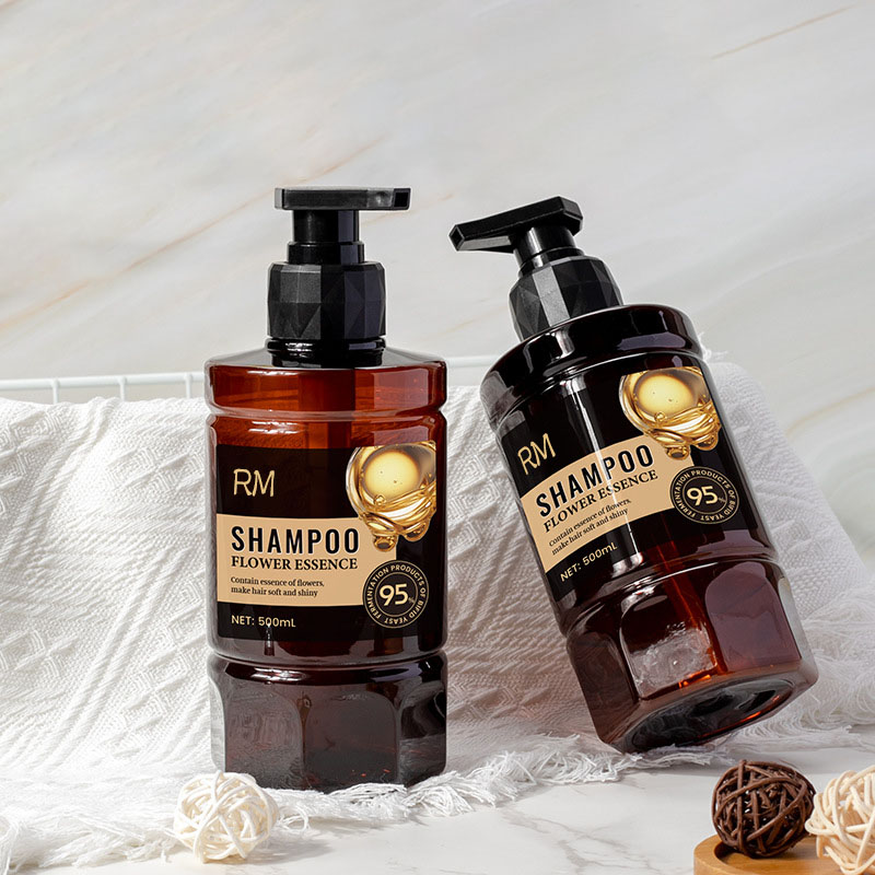 Vidalı Pompa ile 500 ml Pet Plastik Petal Pompa Şişesi Kişisel Bakım Ambalajı için Yüksek Değerli Otel Şampuan Şişesi