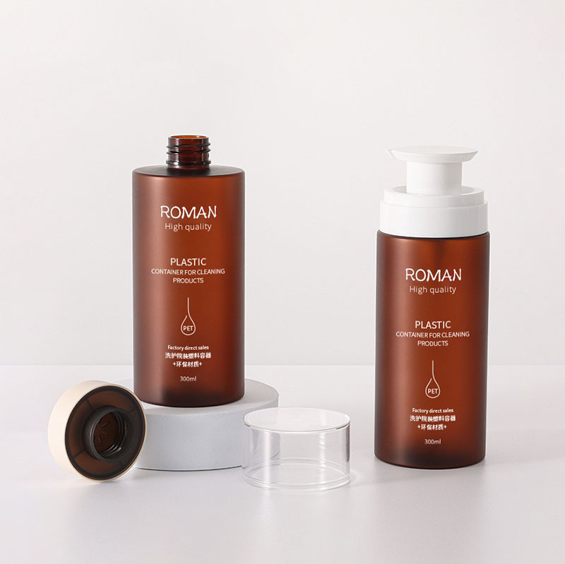 Pompa Dağıtıcılı Plastik Şişeler Sızdırmaz Büyük Boş Şeffaf Amber Silindir Şampuan Saç Kremi Losyon Yağları için Doldurulabilir