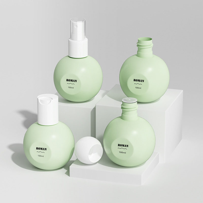 180 ml PE Küresel Boş Şişeler Yeni Tasarım Doldurulabilir Plastik Losyon Pompa Şişe Krem Şampuan Parfüm Kozmetik Ambalaj için