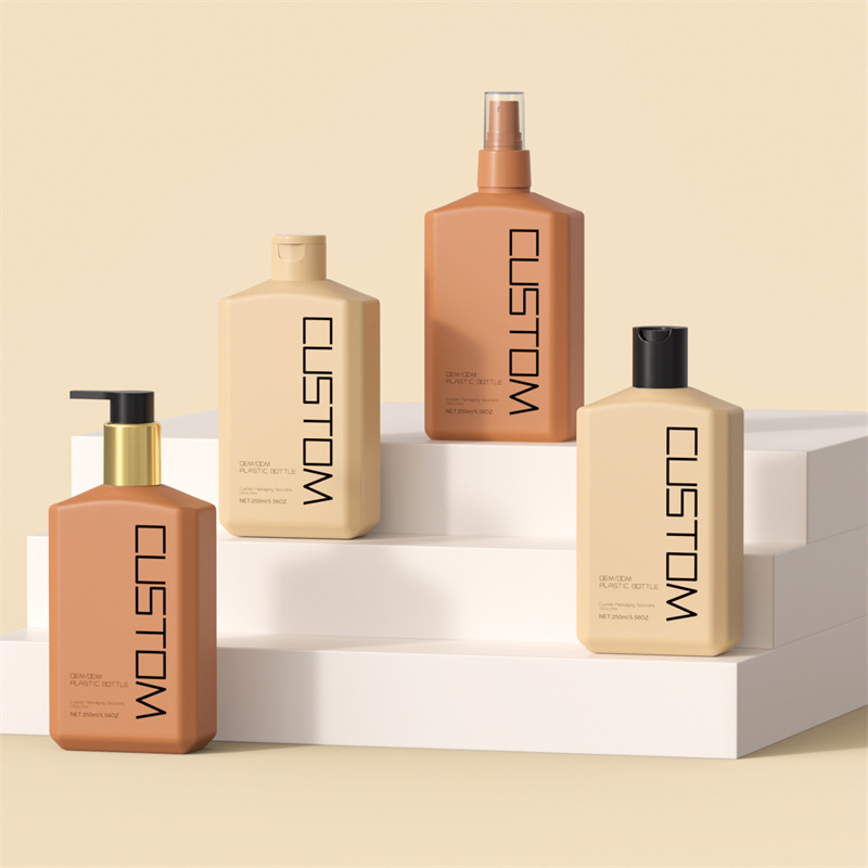 250 ml 10 oz Buzlu Düz Eğik Omuz El Vücut Losyonu Pompa Şişeleri Cilt Bakımı Bebek Şampuanı Duş Jelleri Şişe