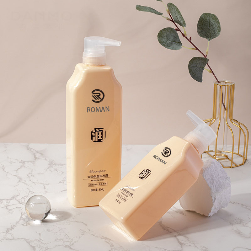 500ml 800ml Sarı Plastik Vücut Süt Losyonu Pompası PET Plastik Kozmetik Yumuşak Dokunuş Duygu Şampuan Sıkılabilir Şişe