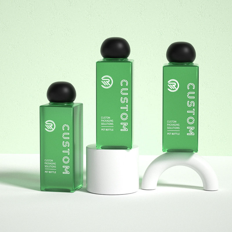 Premium Plastik Kare 200ml 250ml Şeffaf Buzlu Kozmetik Losyon Şişeleri Cilt Bakımı Serumu için Top Şekilli Vidalı Kapaklı Premium Toner Ambalajı