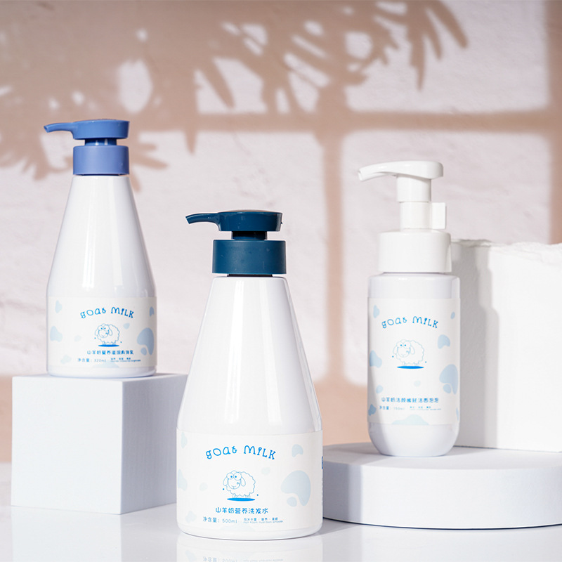 Özel Etiket 300ml 500ml Saf Beyaz PET Plastik Şişe Beyazlatıcı Krem Losyon Pompalı Nemlendirici Süt Losyonu